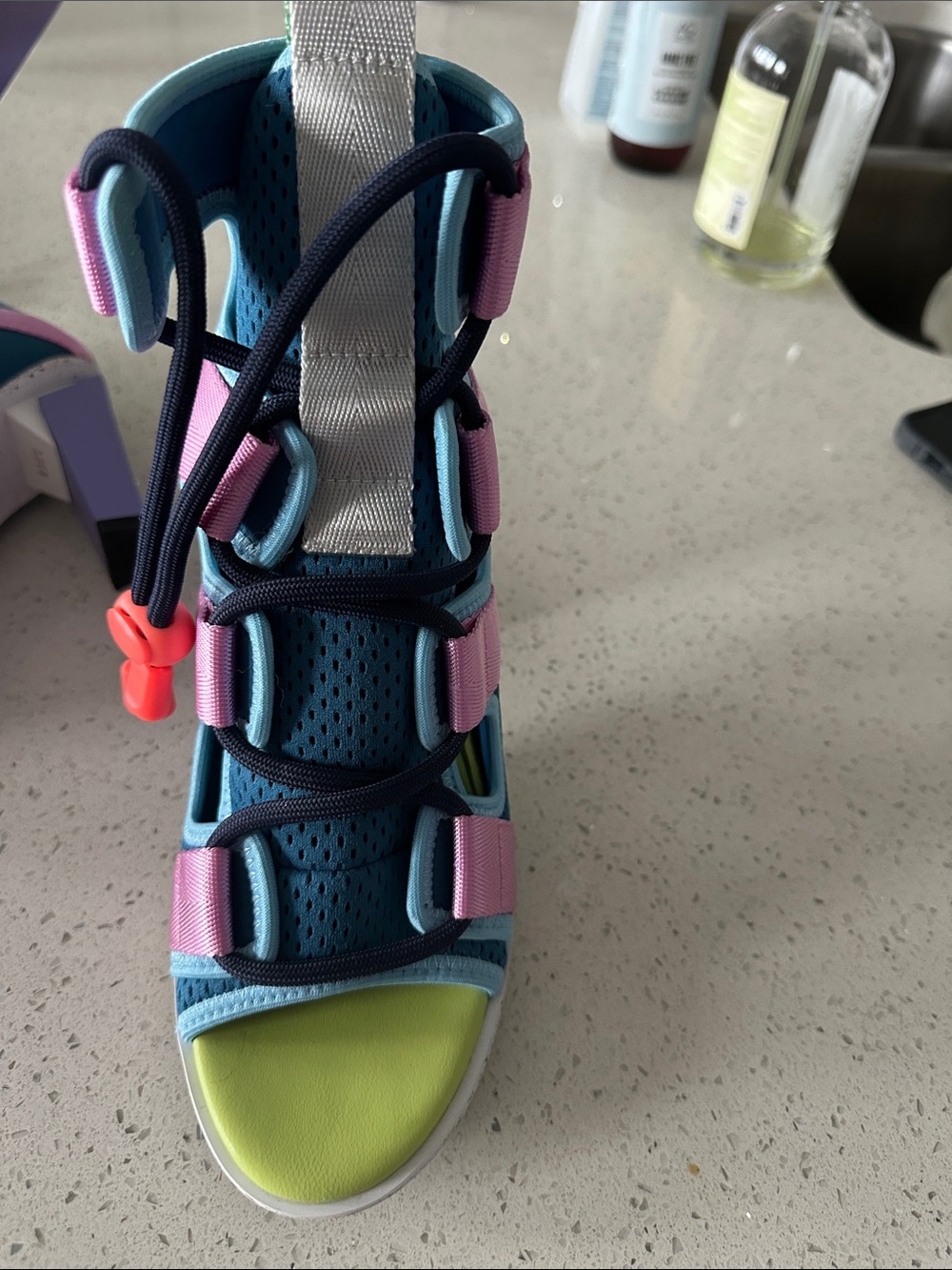 United Nude Teal Sandal with Pink Accents and Lime Footbed